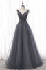 Abito da ballo in raso in tulle a-line moda stravagante con perline - 1