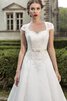 Robe de mariée simple luxueux avec manche courte col en reine appliques - 2