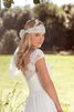 Etui V-Ausschnitt langes glamouröses Brautkleid mit Applike mit gekappten Ärmeln - 4