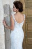 Abito da Sposa Lungo Naturale con Applique Retro Spazzola Treno - 6