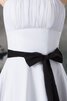 Gerüschtes trägerlos knielanges Brautjungfernkleid aus Chiffon mit Schleife - 3
