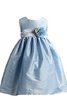 Abito da Cerimonia Bambini Tondo A-Line con Fiore Senza Maniche in Taffeta - 1