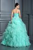 Robe de quinceanera longue de mode de bal en organza avec lacets avec sans manches - 2