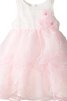 Abito da Cerimonia Bambini Tondo con Fiocco A-Line con Seghettato in Organza in Tulle - 1