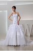 Robe de mariée facile de traîne mi-longue de sirène en organza cordon - 1