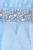 A-Line Empire Taille Perlenbesetztes bodenlanges Blumenmädchenkleid aus Tüll - 5