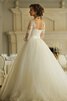 Abito da Sposa in Tulle con Maniche Lunghe con Applique Lungo Ball Gown Naturale - 2