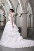 Abito da Sposa Coda A Strascico Cappella Semplice con Festone con Piega in Organza - 2