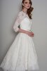 Abito da Sposa A-Line Barchetta al ginocchio in Tulle Vintage sogno - 4