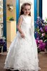 Robe de cortège enfant avec fleurs ruché appliques a-ligne elevé - 1