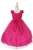 Robe de cortège enfant plissage avec manche courte a-ligne avec perle encolure en carré - 3