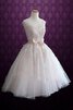 Abito da Sposa con Bottone A-Line Senza Maniche in Tulle in pizzo Semplice - 1