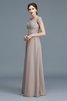 Robe mère de mariée naturel a-ligne col u profond de princesse avec chiffon - 4