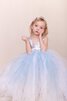 Abito da Cerimonia Bambini Ball Gown in Tulle con Nastro con Seghettato decorato Senza Maniche - 1