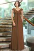 Vestido de Dama de Honor de Corte-A en Gasa de Largo de Imperio Cintura - 3