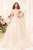 Abito da Sposa Ball Gown in Pizzo A Terra con Applique in pizzo Coda A Strascico Corto - 1