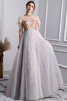 Robe de bal glamour avec perle vintage longue naturel - 1