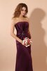 Ärmellos Modern Elegantes bodenlanges Brautjungfernkleid aus Satin mit Blume - 3