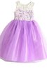 Abito da Cerimonia Bambini in Pizzo Cappellino Tondo in Tulle A-Line Cerniera - 1