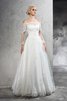 Abito da Sposa con Maniche Lunghe Elegante Fuori dalla spalla Lungo A Terra - 4