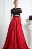 Reißverschluss Satin A Linie extravagantes Ballkleid mit Juwel Ausschnitt mit Applikation - 1