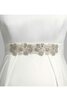 A-Line kurze Ärmeln Satin bodenlanges stilvolles Brautkleid mit Perlen - 7
