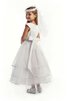 Robe de cortège enfant ligne a en organza avec perle avec gradins col u profond - 3