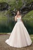 Abito da Sposa A-Line con Applique Naturale Schiena Nuda Senza Maniche Coda A Strascico Corto - 1