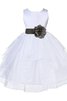 Robe de cortège enfant de lotus avec ruban col en bateau en satin avec fleurs - 1