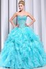 Abito dal Dolce Sedici Allacciato Senza Maniche Naturale Ball Gown con Increspature A Terra - 2