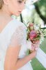 Juwel Ausschnitt kurze Ärmeln prächtiges Brautkleid mit Blume mit Bordüre - 4