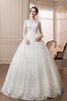 Robe de mariée elégant modeste boutonné en tulle col u profond - 1