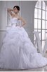 Abito da Sposa con Perline in Organza Allacciato Cuore Lunghi - 1