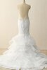 Robe de mariée pailleté avec zip en organza de sirène appliques - 5
