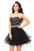 Prinzessin A Linie Formelles Mini Cocktailkleid aus Satin - 1