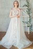 Robe de mariée facile en tulle a plage avec bouton avec manche épeules enveloppants - 1