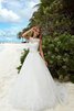 Abito da Sposa in Organza con Applique A-Line a Spiaggia Naturale A Terra - 1