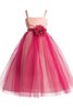 Robe de cortège enfant plissé longueur à cheville avec zip bandouliere spaghetti en tulle - 1