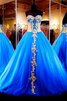 Abito Quinceanera in Pizzo Ball Gown con Maniche Lunghe Cerniera in pizzo Allacciato - 2