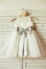 Robe de cortège enfant naturel avec sans manches avec fleurs en tulle avec zip - 2