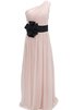 Robe demoiselle d'honneur naturel a-ligne fermeutre eclair en chiffon d'épaule asymétrique - 2