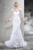 Abito da Sposa in Raso Cerniera Vintage con Maniche Lunghe Stravagante - 3