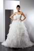 Abito da Sposa in Organza Cuore Alta Vita Ball Gown Coda A Strascico Cappella - 1