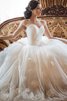 Abito da Sposa Ball Gown in Tulle A Terra Naturale Cuore con Perline - 2