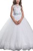 Abito da Cerimonia Bambini Ball Gown in Tulle Tondo Naturale Senza Maniche - 1