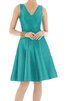 Robe demoiselle d'honneur a-ligne de col en v fermeutre eclair en satin - 1