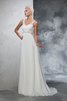 Abito da Sposa Vintage A-Line in Chiffon Coda A Strascico Corto V-Scollo - 4