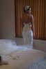 Robe de mariée sexy romantique avec perle bandouliere spaghetti textile en tulle - 3