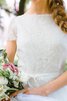 Juwel Ausschnitt kurze Ärmeln prächtiges Brautkleid mit Blume mit Bordüre - 3