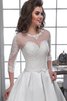 Abito da Sposa con Tre Quarti Lunghezza Maniche A Terra con Applique Tondo con Piega Elegante - 3